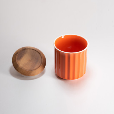 Hũ lọ sứ nắp gỗ Origami đựng cà phê trà 370ml