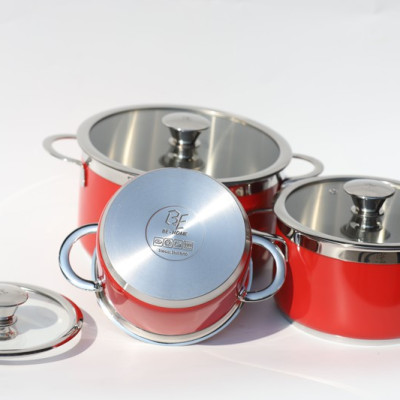 Bộ nồi Behome 3 chiếc màu đỏ