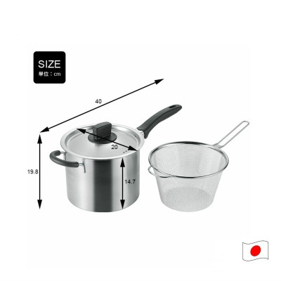 Bộ nồi xửng hấp inox có tay cầm Tsubame 3.8 lít thân & nắp, rổ lót bằng inox cao cấp - hàng nội địa Nhật Bản