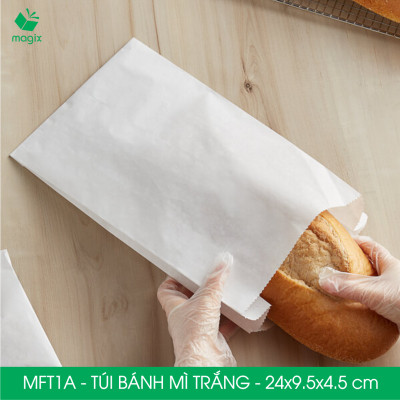 MFT1A - 24x9.5x4.5 cm - 100 Túi giấy bánh mì trắng