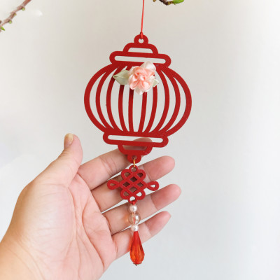 Bộ 11 dây treo trang trí Tết, phụ kiện handmade bằng gỗ sơn đỏ sang trọng , treo Mai, Đào, Lan- COMBO MIX11