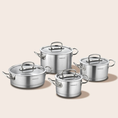 Bộ 4 nồi inox cao cấp Korkmaz Proline - A1147 nắp kính - Hàng Chính Hãng