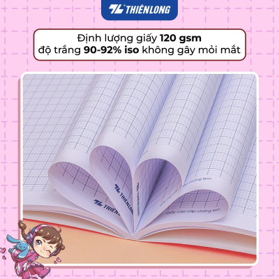 Tập học sinh chống lem 48 trang 4 ô ly vuông 2.5mm 120gsm Thiên Long NB-119/AK - Phiên bản Akooland - Mẫu ngẫu nhiên