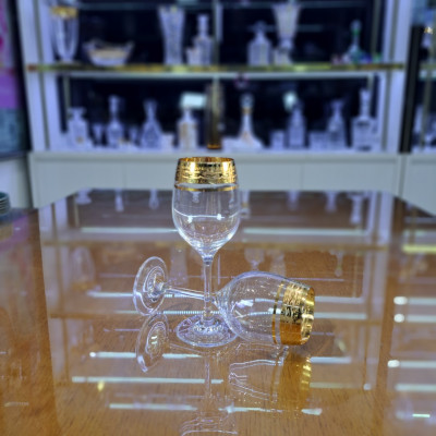 Bộ ly vang pha lê cao cấp mạ vàng 1299, thương hiệu RONA, xuất xứ Slovakia - Hàng chính hãng