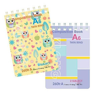 Sổ lo xo kép ngang 260tr A6 Klong 3 Subject; MS: 911