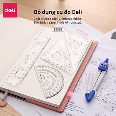 Bộ Dụng Cụ Đo Deli, Trong Suốt Gồm 5 Dụng Cụ/Hộp - E9598