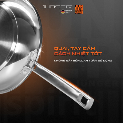 Bộ nồi inox 304 Junger JC-100 13 chi tiết Tay cầm cách nhiệt Hàng Chính Hãng Bảo Hành 12 Tháng