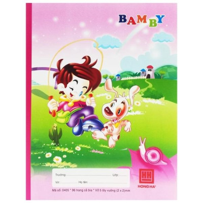 Vở Class Bamby - 5 Ô Ly 96 Trang ĐL 58g/m2 - Hồng Hà 0405 (Mẫu Màu Giao Ngẫu Nhiên)