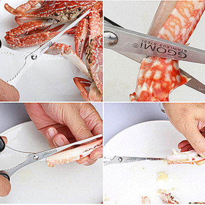 [HÀNG CHÍNH HÃNG]Kéo tách vỏ cua dài 20.5cm, lưỡi kéo dài 13.5cm bằng thép không gỉ an toàn của GGOMi Hàn Quốc GG134