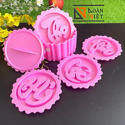 [BỘ 4 MẶT KHUÔN] Khuôn TRÒN NHẤN XÔI sắc nét - Bộ 4 hình PHÚC LỘC THỌ 14cm - NHỰA VIỆT NAM, ATSK. Chuyên phục vụ Sp Gia