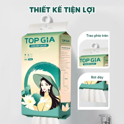giấy treo tường TopGia giagia, đa sắc,3 màu,sắc việt,chữ C Khăn giấy cao cấp 4 lớp làm từ bột gỗ nguyên chất