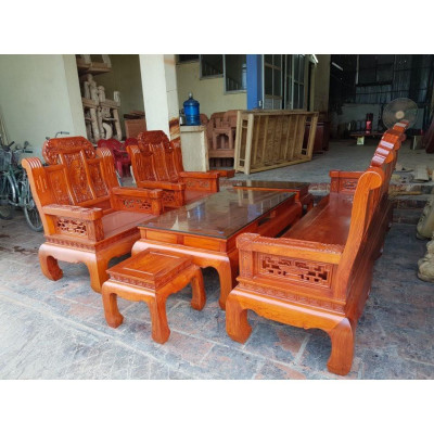 Bộ bàn ghế âu á như ý voi tay đặc gỗ hương đá