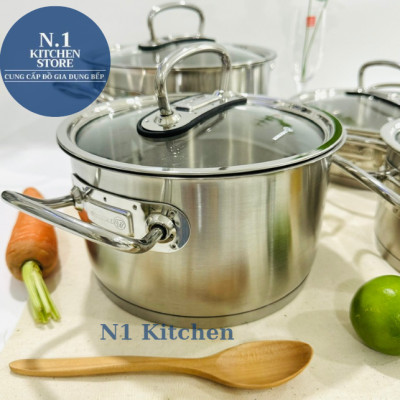 Bộ 4 nồi inox cao cấp Korkmaz Proline - A1147 nắp kính - Hàng Chính Hãng