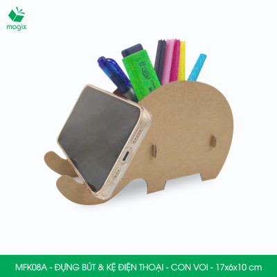 MFK08A - Đựng bút & kệ điện thoại bằng giấy carton - Hộp bút kiểu dáng Con voi - 17x6x10 cm
