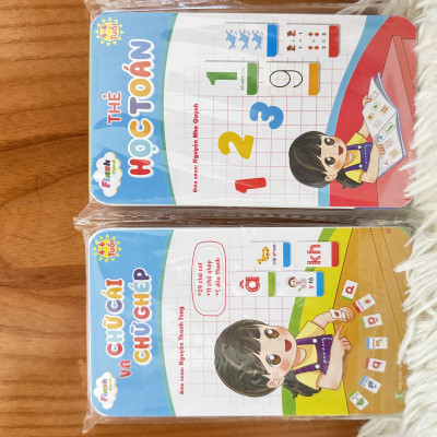 Combo 2 bộ thẻ Chữ cái và chữ ghép, Thẻ học toán dành cho bé 4-6 tuổi