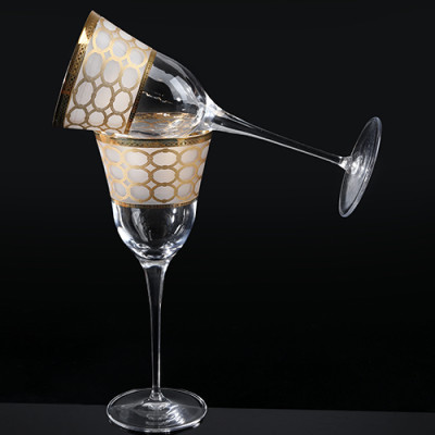 Set 6 ly pha lê GA VEMA mạ vàng 24k nhập khẩu ITALY Julia Rosenthal Gold  Italy CRISTAL 6614 