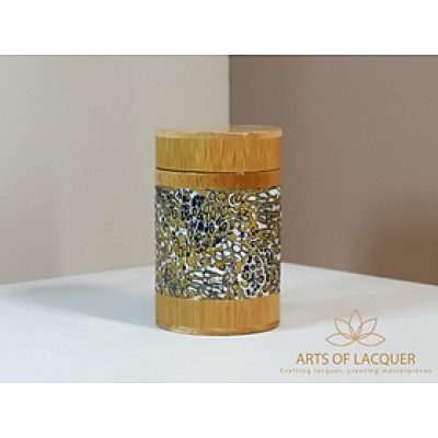 Lọ Tre Sơn Mài Khảm Trai Đen