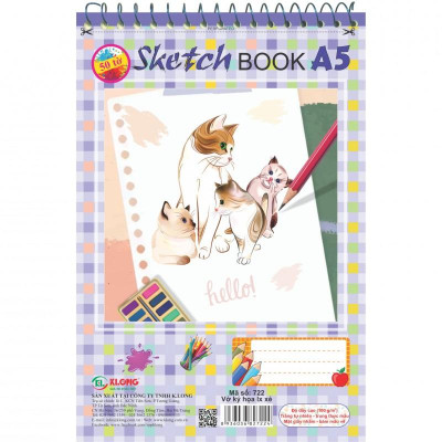 Sổ vẽ lò xo xé Stetch KLONG A5 50 tờ 100/76; MS: 722