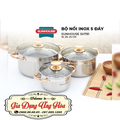 Bộ Nồi 5 Đáy Cao Cấp Bếp Từ Sunhouse SH781