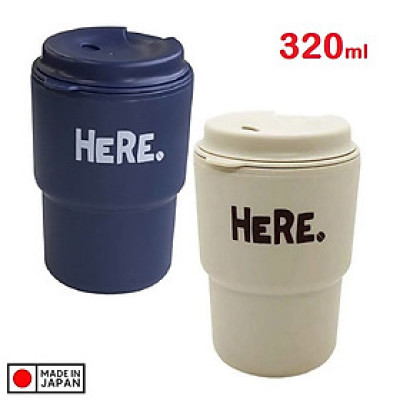Combo 02 cốc giữ nhiệt có nắp xoay HERE 320ml cao cấp tiện dụng - Hàng nội địa Nhật Bản.