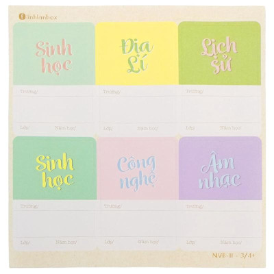 Bộ 28 Nhãn Vở B Cấp III - Linh Lan