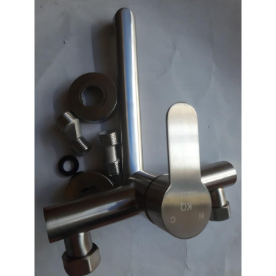 Vòi Rửa Chén Bát Nóng Lạnh Inox 304 âm tường quay 360 độ dùng cho 2 hộc