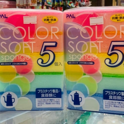 Set 05 miếng rửa chén, chà nồi, chính hãng Seiwa Color - Hàng nội địa Nhật Bản