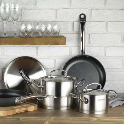 Bộ 4 nồi inox cao cấp Korkmaz Proline - A1147 nắp kính - Hàng Chính Hãng