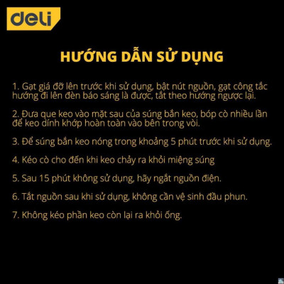 Súng Bắn Keo Deli 40W Chất Lượng Cao - Kích Thước Nhỏ Gọn, Công Suất Lớn, Nhỏ Gọn, Dễ Dàng Sử Dụng - DL2540 .