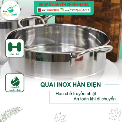 Xửng hấp inox Fivestar 3 đáy từ nắp inox