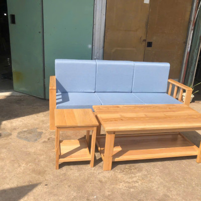 Bộ sofa băng gỗ Tundo kèm nệm, bàn và 1 ghế đôn hiện đại, giá rẻ, tiện lợi