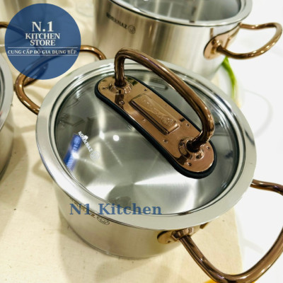 Bộ 4 nồi inox cao cấp Korkmaz Proline tay nắm màu hồng - A1149 - Hàng Chính Hãng