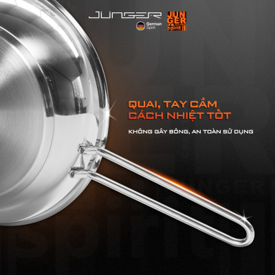 Bộ nồi inox 304 Junger JC-200 7 chi tiết Tay cầm cách nhiệt Hàng Chính Hãng Bảo Hành 12 Tháng
