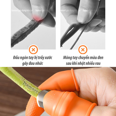 SET Dao Móng Tay Hái Rau Bóc Tỏi Bào Vỏ Củ Quả Kèm 5 Bao Silicon Bảo Vệ Ngón Tay Hamart