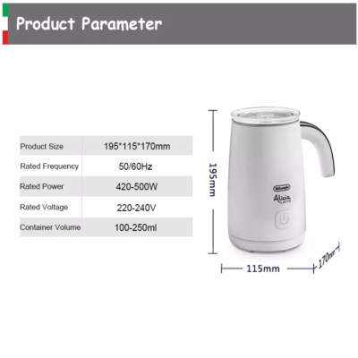 Máy tạo bọt sữa cà phê cao cấp Delonghi Alicia -Tự động ngắt điện an toàn và tiết kiệm điện năng - HÀNG NHẬP KHẨU