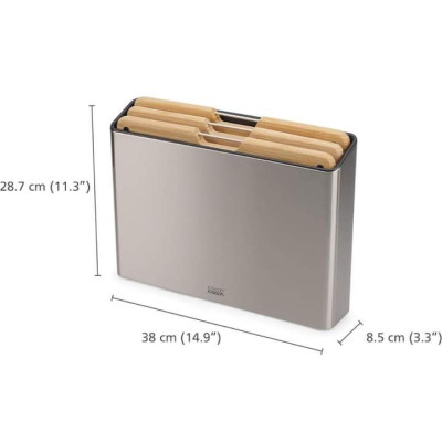 Bộ 3 thớt Joseph Joseph Folio Steel Bamboo 60229 Hàng chính hãng