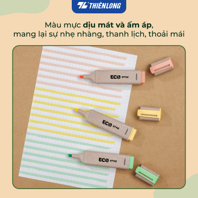 Bút dạ quang màu pastel - Eco Style Highlighter Thiên Long HL-015/ECO - Không mất nét khi photocopy