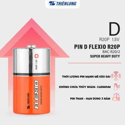 Lốc 2 Pin đại D Thiên Long Flexio BAC-R20/2