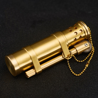 Vỏ Hột Quẹt Bật Lửa TC16 Thiết Kế Thủ Công Độc Lạ Màu Vàng - Dùng Xăng Đá Cao Cấp