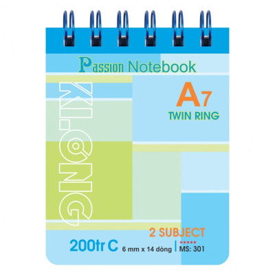 Sổ lỗ kép Klong A7 200tr Bìa Nhựa KLONG; MS: 301