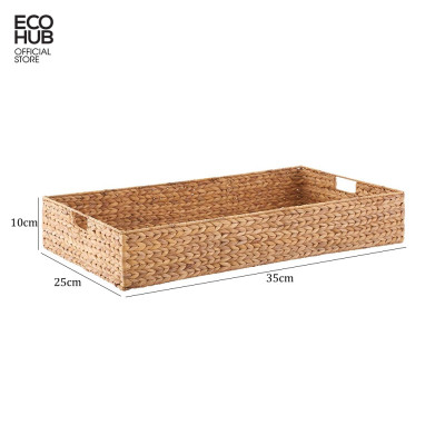Khay cà phê, khay đựng đồ ECOHUB bằng lục bình có tay cầm (Water Hyacinth Tray With Handle) 35x25x10cm