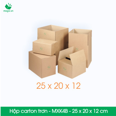 MXK4B - 25x20x12 cm - 100 Thùng hộp carton trơn đóng hàng