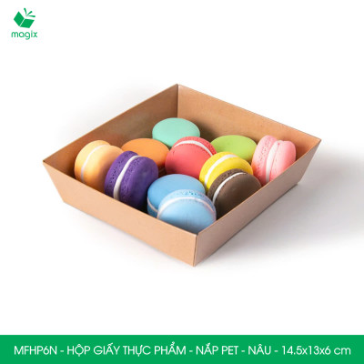MFHP6N - 14.5x13x6 cm - 50 hộp giấy nắp PET kraft nâu đựng thực phẩm, thức ăn mang đi