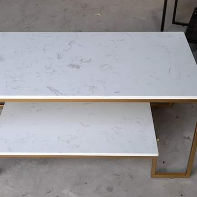 Bàn trà 2 Tầng Mặt đá vân mây Juno Sofa 50 x 100 x 45 cm