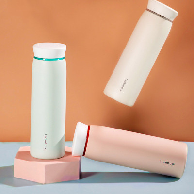 Bình giữ nhiệt LocknLock Feather Light Ring màu hồng LHC4244PIK 460ml - Hàng chính hãng, có khay lưới lọc trà - JoyMall