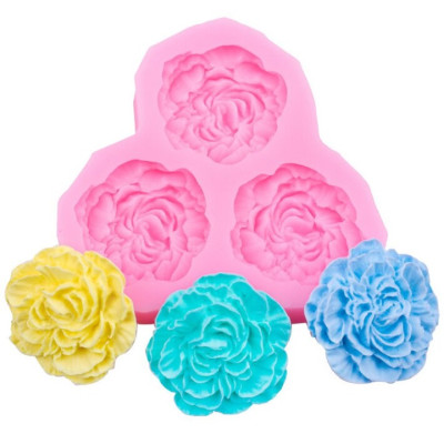 Khuôn silicon làm rau câu 3 hoa cẩm chướng cánh xoăn - Mã số 1479