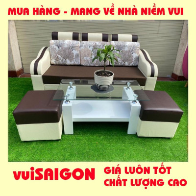 Ghế Sô Pha nệm mút băng dài 1m , tặng 1 bàn và 2 ghế đôn, mẫu hiện đâị đẹp xinh