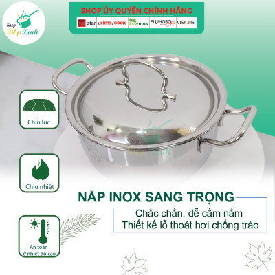 Bộ nồi inox FIVESTAR 5 chiếc 3 đáy bếp từ nắp inox ( tặng 2 vá canh )