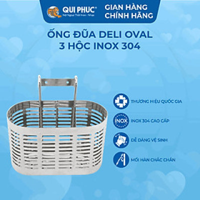 [Chính hãng Qui Phúc] Ống đũa inox 304 Oval 3 ngăn, chống hoen gỉ, an toàn, thiết kế sang trọng