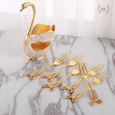 BỘ THÌA NĨA THIÊN NGA HỢP KIM ĐÍNH ĐÁ CÓ NƠ | LẴNG THIÊN NGA HỢP KIM KÈM THÌA HOẶC RĨA MẠ VÀNG CAO CẤP